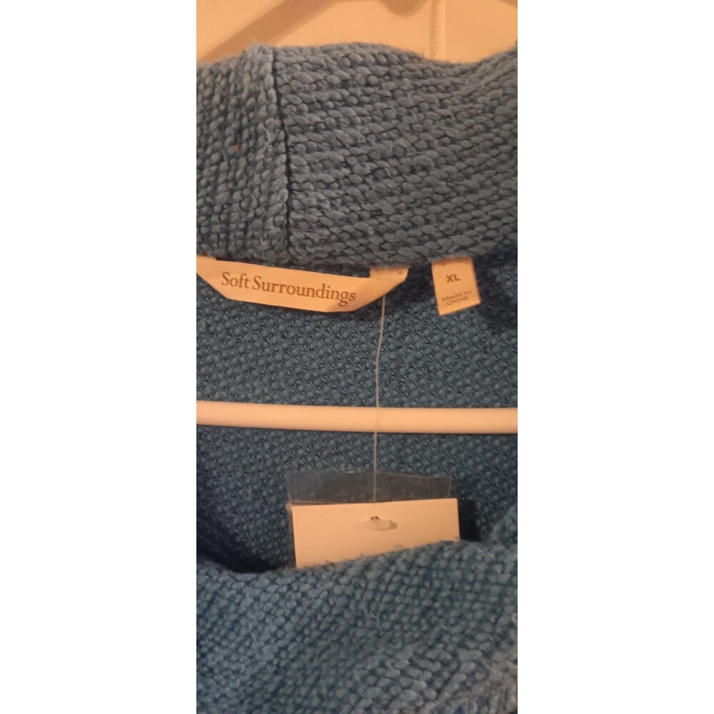 Soft Surroundings Sweater Tunic Knit Asymmetric Hem Button Blue XLarge - Picture 4 of 5
